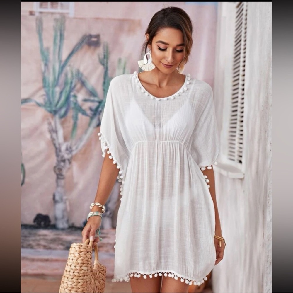 White Sheer Cover Up Dress